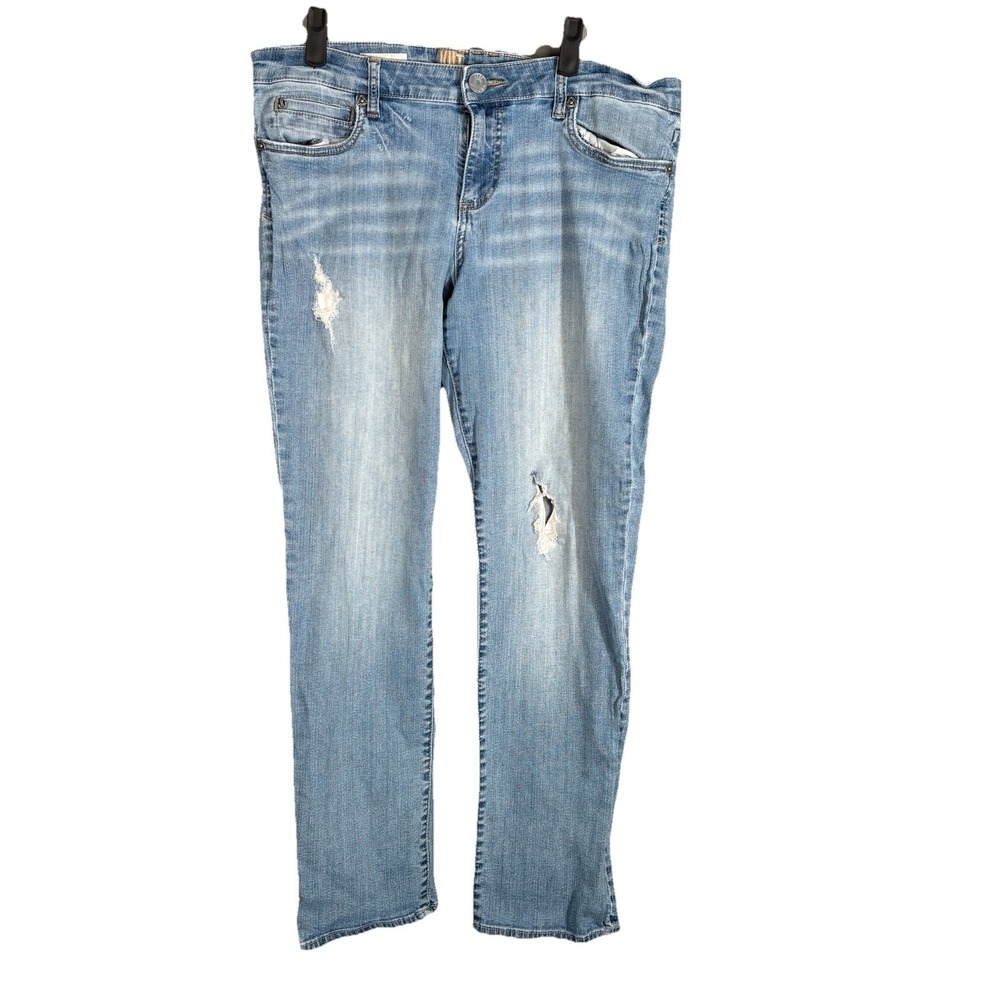 Kut From The Kloth Jeans Women's 12 Katy Medium Wash Mid-Rise Boyfriend Distress